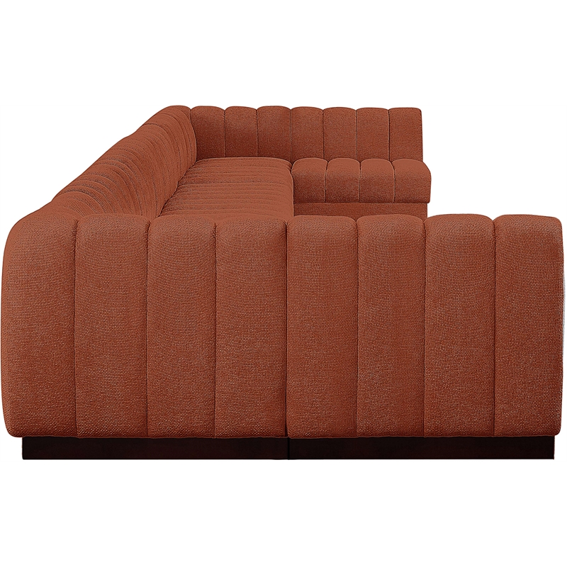 Meridian Furniture Quinn 9-Piece U-Shaped Fabric Modular Sectional in Orange