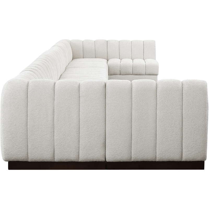 Meridian Furniture Quinn 9-Piece U-Shaped Fabric Modular Sectional in Cream