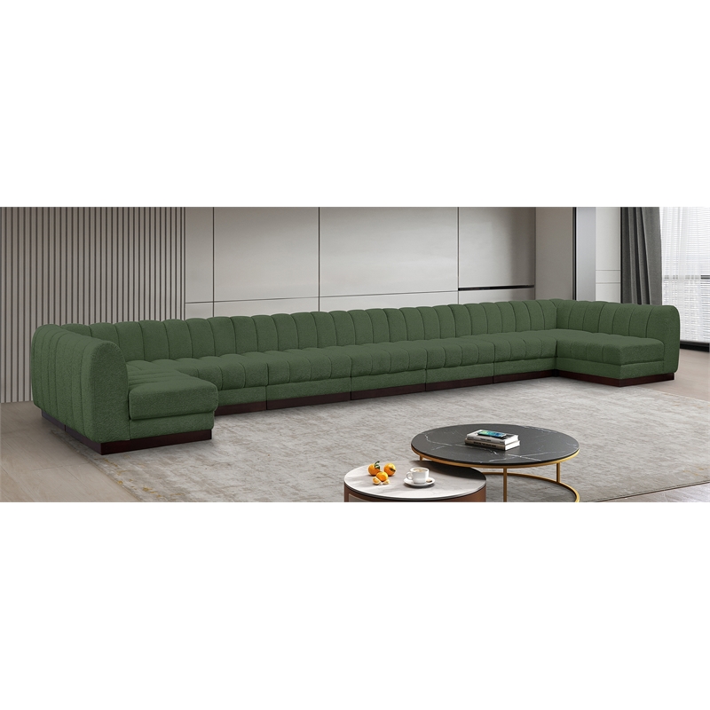 Meridian Furniture Quinn 9-Piece U-Shaped Fabric Modular Sectional in Green