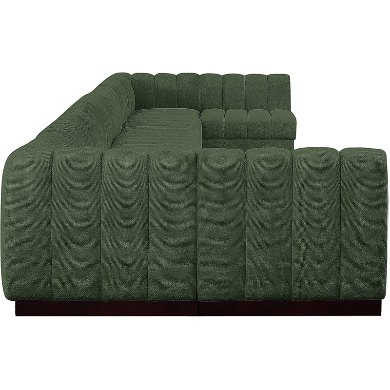 Meridian Furniture Quinn 9-Piece U-Shaped Fabric Modular Sectional in Green