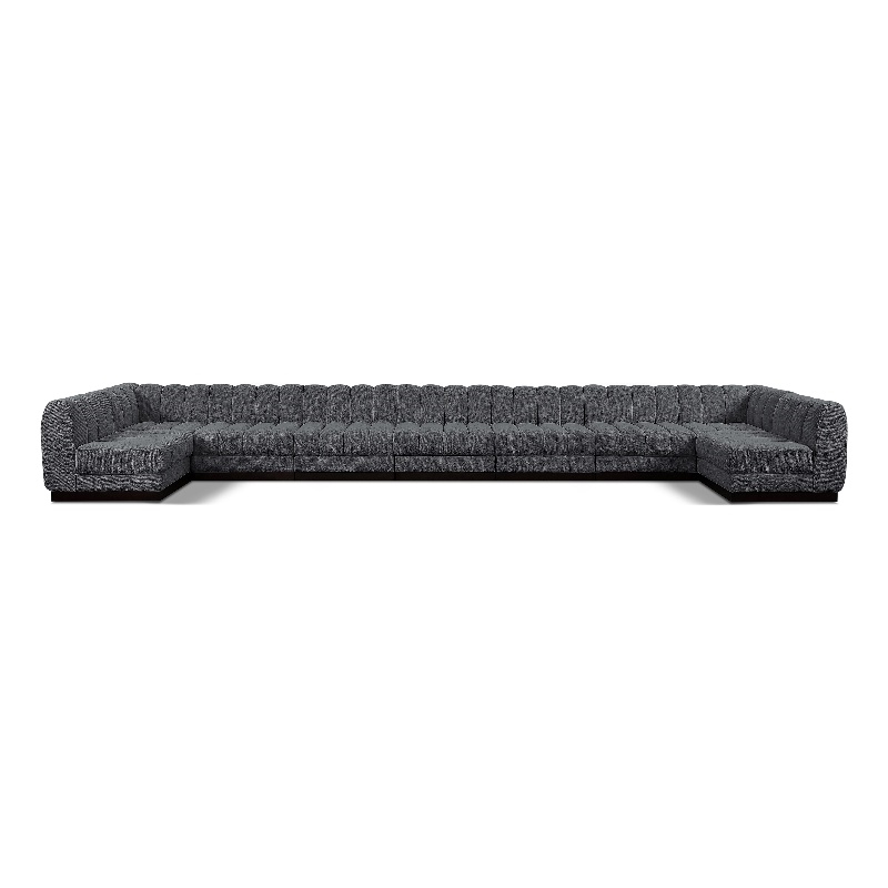 Meridian Furniture Quinn 9-Piece U-Shaped Fabric Modular Sectional in Dark Gray