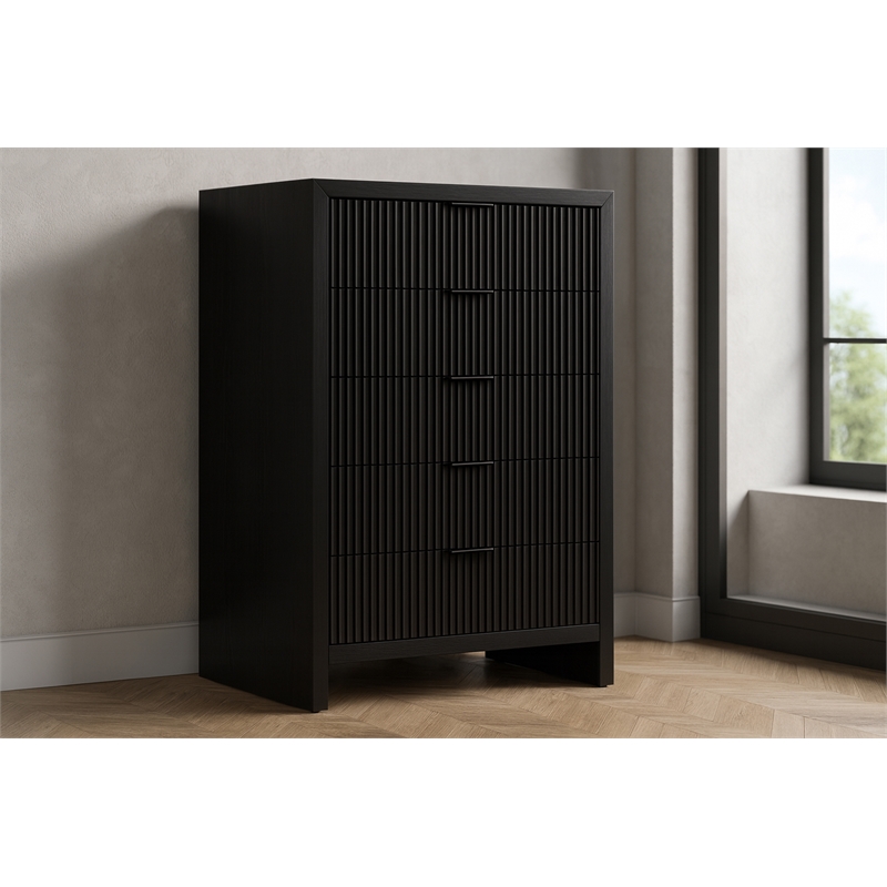 Meridian Furniture Fairfax Black Oak Veneer Chest