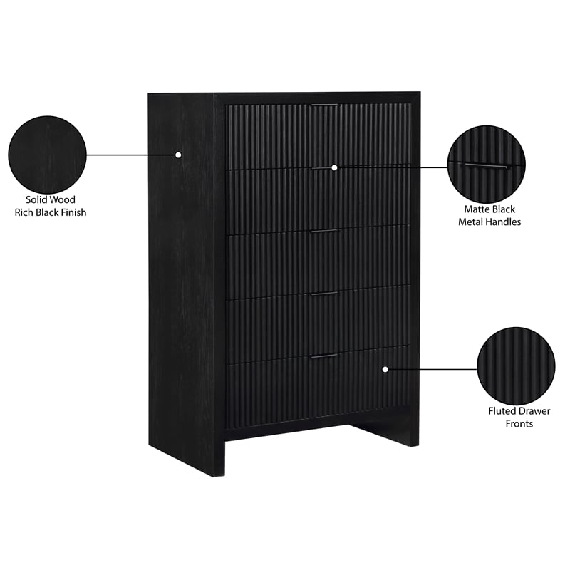 Meridian Furniture Fairfax Black Oak Veneer Chest