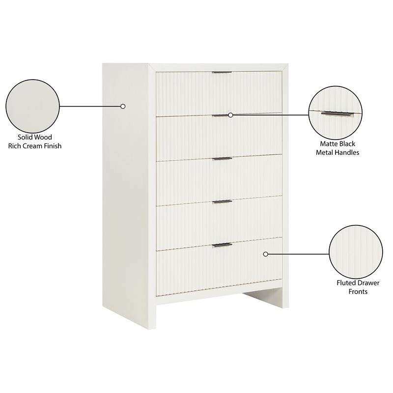 Meridian Furniture Fairfax Cream Oak Veneer Chest