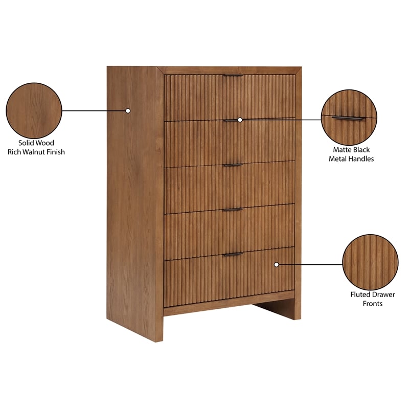 Meridian Furniture Fairfax Walnut Oak Veneer Chest