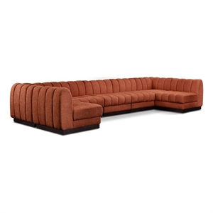 Meridian Furniture Quinn 7 PC U-Shaped Fabric Modular Sectional in Cognac Orange