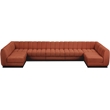 Meridian Furniture Quinn 7 PC U-Shaped Fabric Modular Sectional in Cognac Orange