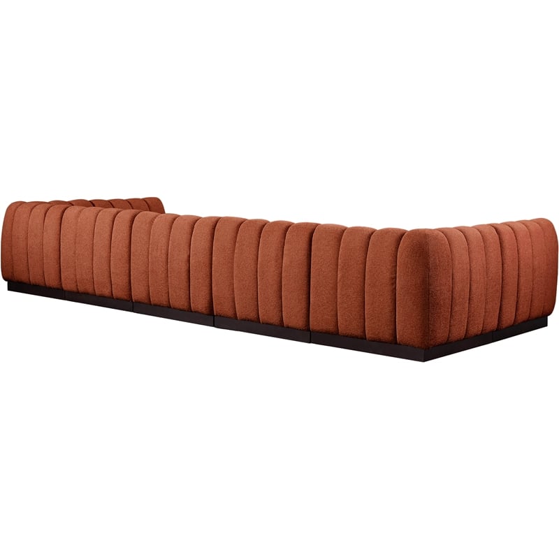 Meridian Furniture Quinn 7 PC U-Shaped Fabric Modular Sectional in Cognac Orange