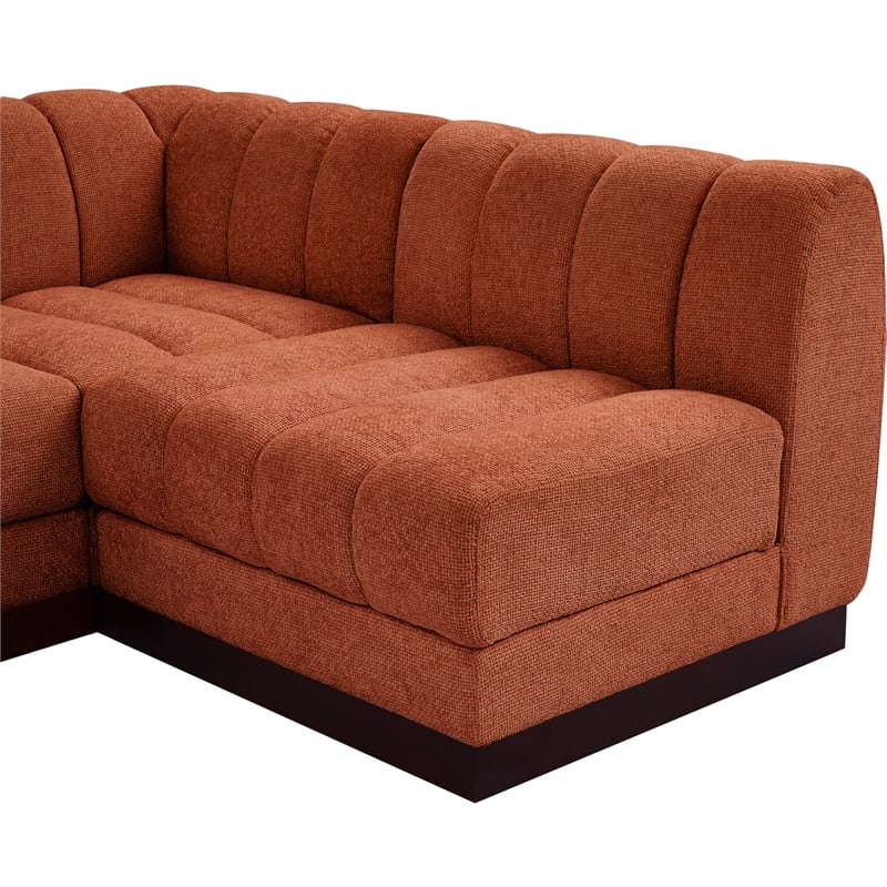 Meridian Furniture Quinn 7 PC U-Shaped Fabric Modular Sectional in Cognac Orange