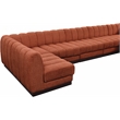 Meridian Furniture Quinn 7 PC U-Shaped Fabric Modular Sectional in Cognac Orange
