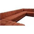 Meridian Furniture Quinn 7 PC U-Shaped Fabric Modular Sectional in Cognac Orange