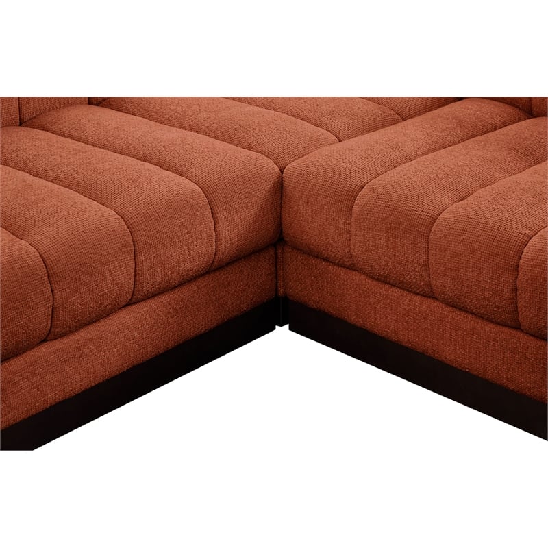 Meridian Furniture Quinn 7 PC U-Shaped Fabric Modular Sectional in Cognac Orange