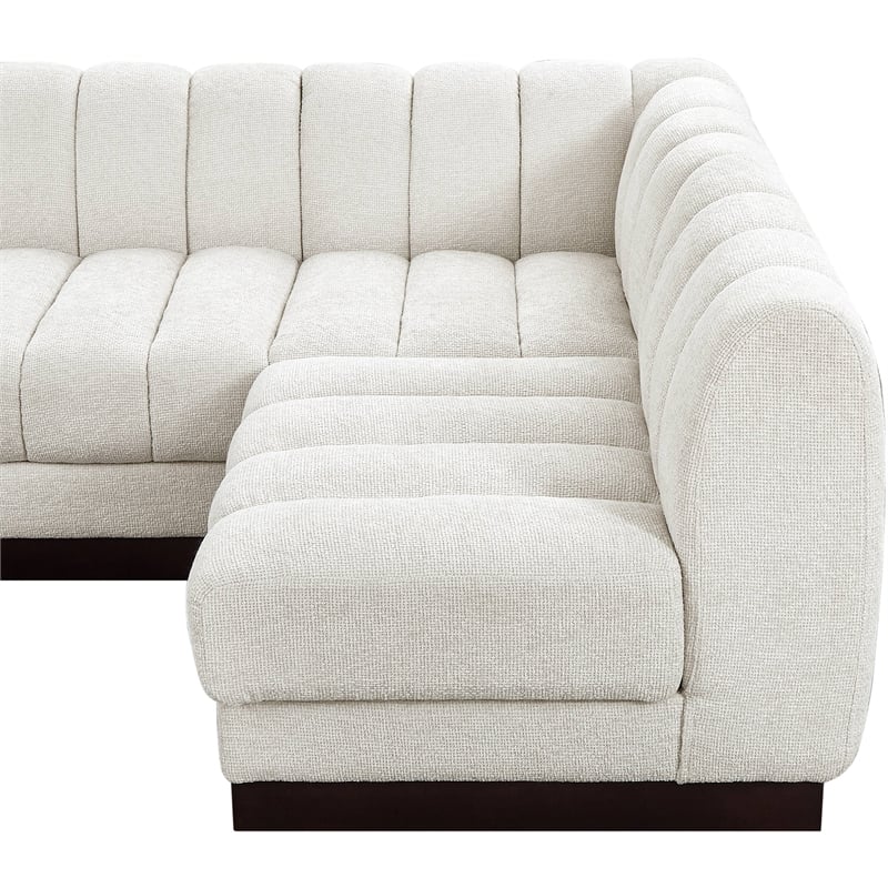 Meridian Furniture Quinn 7-Piece U-Shaped Fabric Modular Sectional in Cream