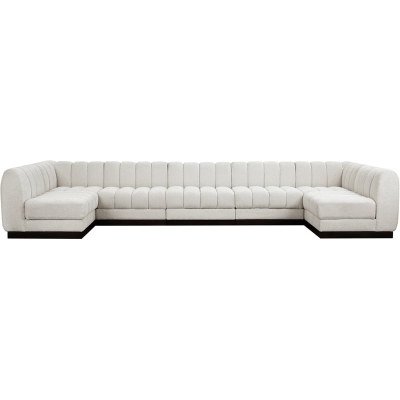 Meridian Furniture Quinn 7-Piece U-Shaped Fabric Modular Sectional in Cream