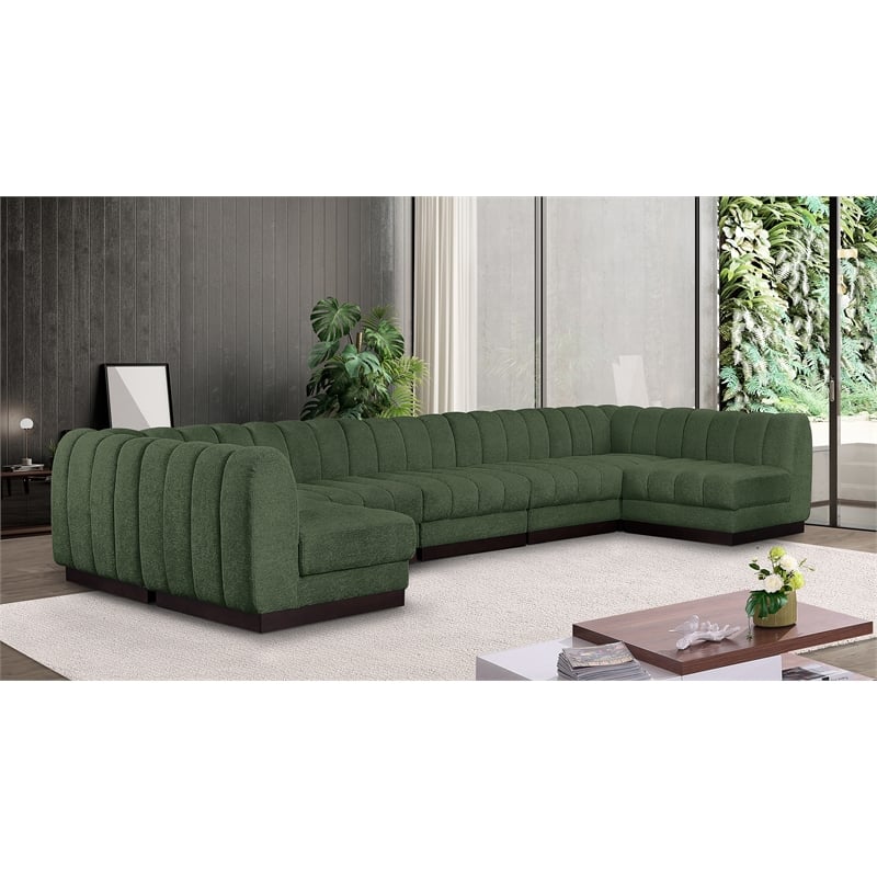 Meridian Furniture Quinn 7-Piece U-Shaped Fabric Modular Sectional in Green