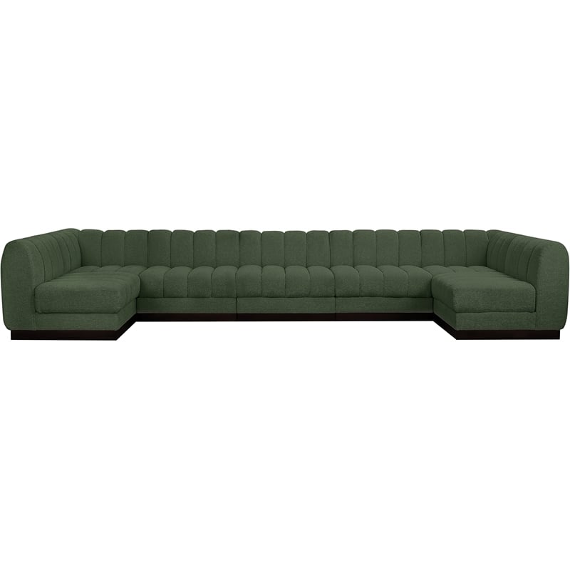 Meridian Furniture Quinn 7-Piece U-Shaped Fabric Modular Sectional in Green