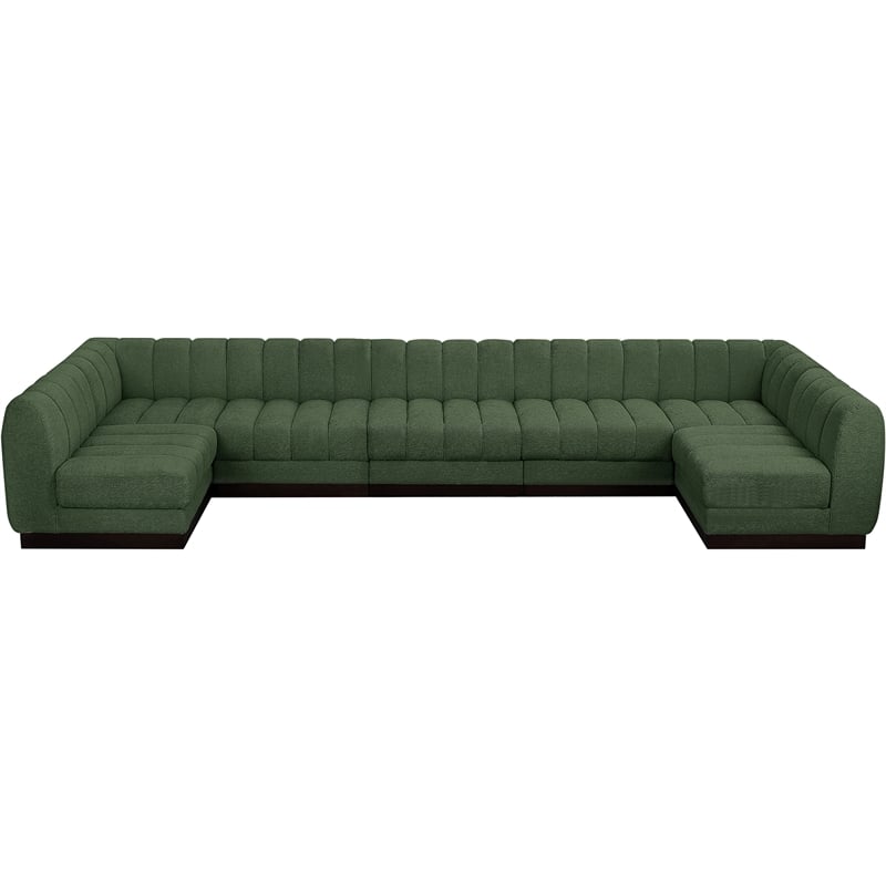 Meridian Furniture Quinn 7-Piece U-Shaped Fabric Modular Sectional in Green