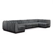 Meridian Furniture Quinn 7-Piece U-Shaped Fabric Modular Sectional in Dark Gray