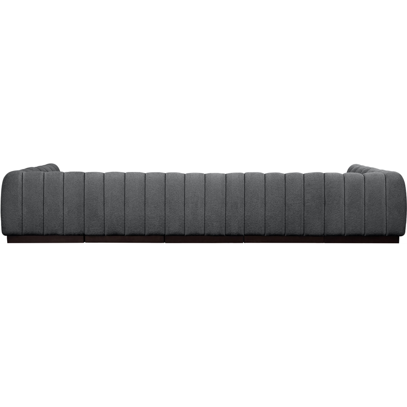 Meridian Furniture Quinn 7-Piece U-Shaped Fabric Modular Sectional in Dark Gray