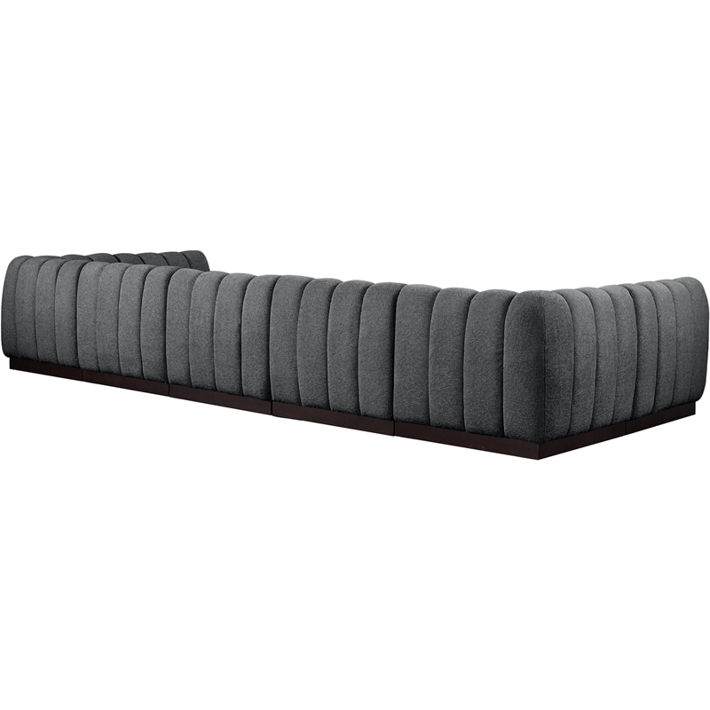Meridian Furniture Quinn 7-Piece U-Shaped Fabric Modular Sectional in Dark Gray
