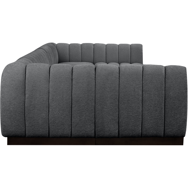 Meridian Furniture Quinn 7-Piece U-Shaped Fabric Modular Sectional in Dark Gray