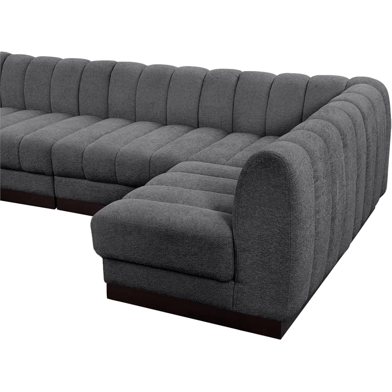 Meridian Furniture Quinn 7-Piece U-Shaped Fabric Modular Sectional in Dark Gray