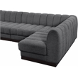 Meridian Furniture Quinn 7-Piece U-Shaped Fabric Modular Sectional in Dark Gray