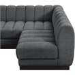 Meridian Furniture Quinn 7-Piece U-Shaped Fabric Modular Sectional in Dark Gray