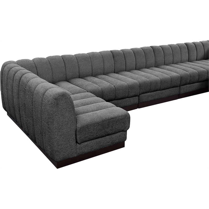 Meridian Furniture Quinn 7-Piece U-Shaped Fabric Modular Sectional in Dark Gray