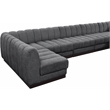 Meridian Furniture Quinn 7-Piece U-Shaped Fabric Modular Sectional in Dark Gray