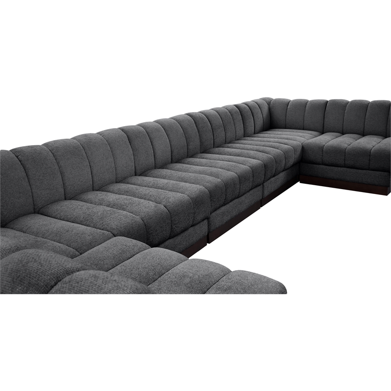 Meridian Furniture Quinn 7-Piece U-Shaped Fabric Modular Sectional in Dark Gray