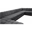 Meridian Furniture Quinn 7-Piece U-Shaped Fabric Modular Sectional in Dark Gray
