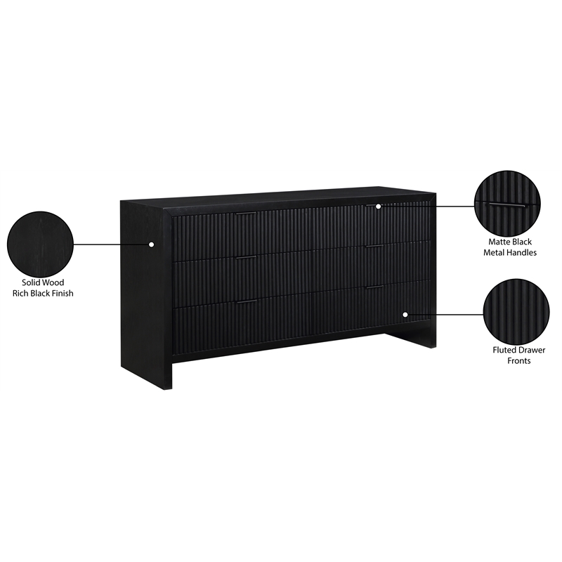 Meridian Furniture Fairfax Black Oak Veneer Dresser