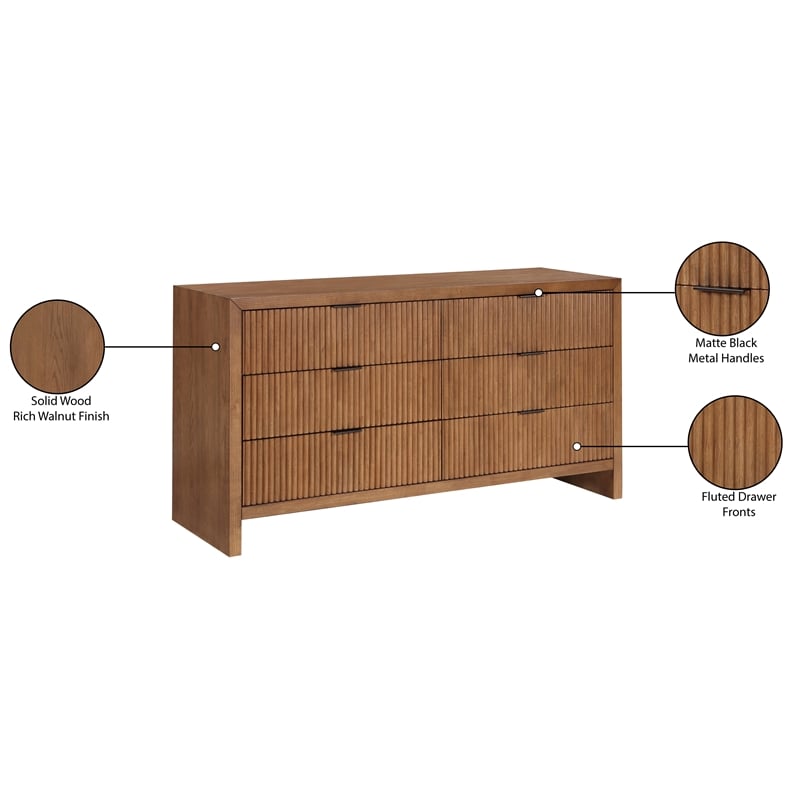 Meridian Furniture Fairfax Walnut Oak Veneer Dresser