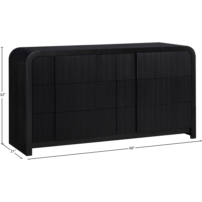 meridian furniture fluted black oak veneer dresser