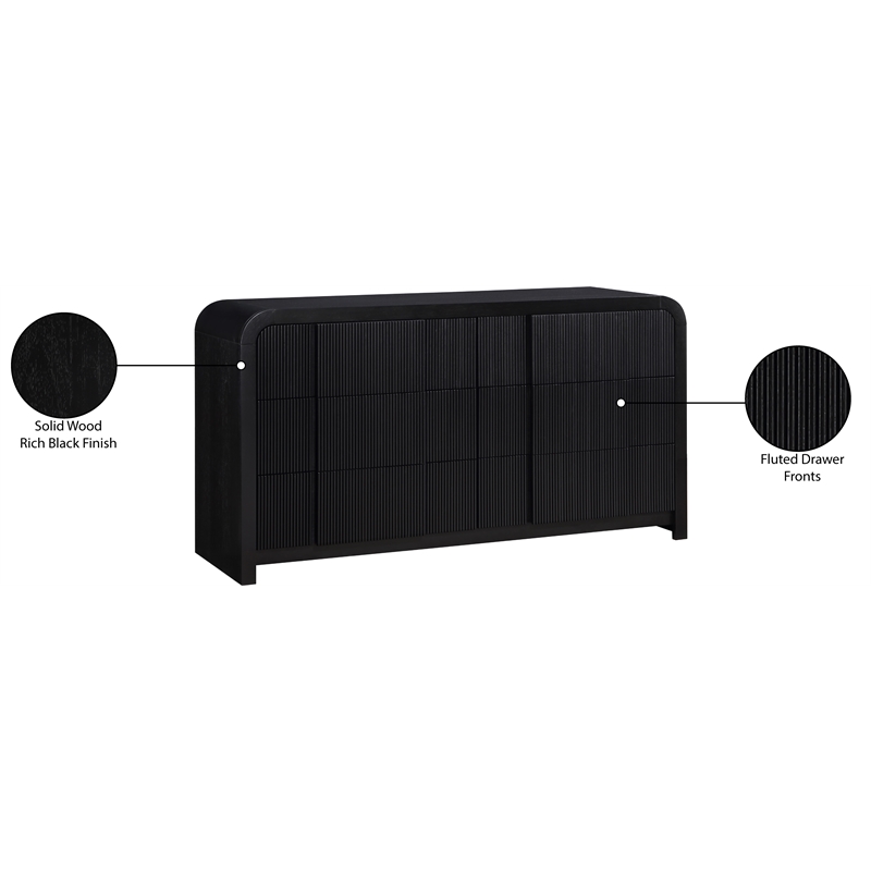 meridian furniture fluted black oak veneer dresser