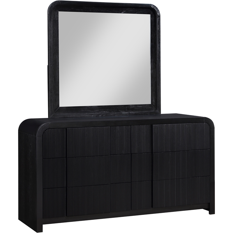 meridian furniture fluted black oak veneer dresser