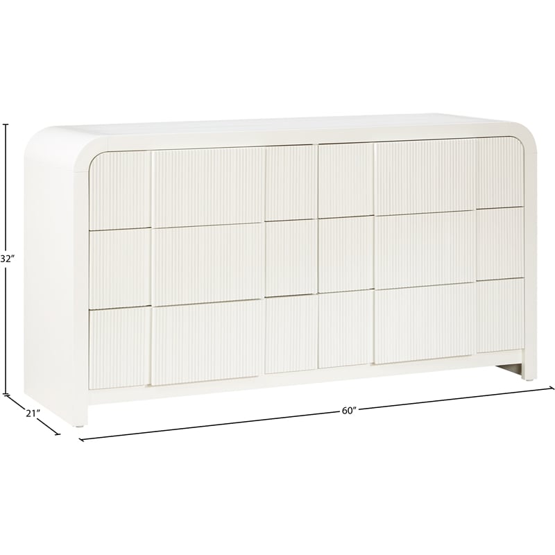 Meridian Furniture Fluted Cream Oak Veneer Dresser