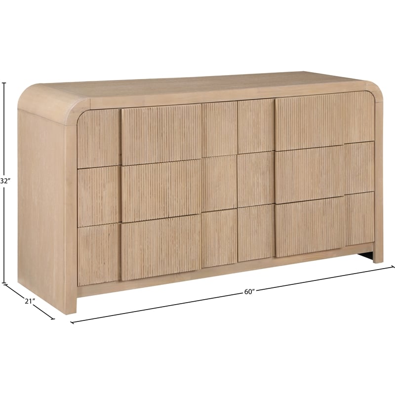 Meridian Furniture Fluted Natural Oak Veneer Dresser