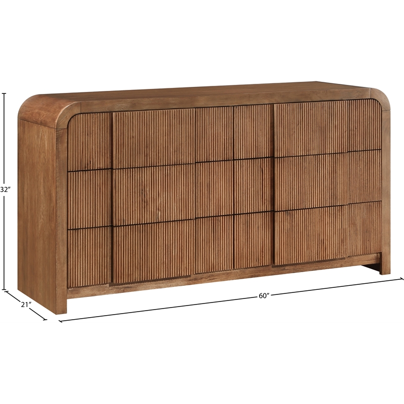 Meridian Furniture Fluted Walnut Oak Veneer Dresser