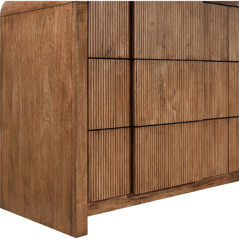 Meridian Furniture Fluted Walnut Oak Veneer Dresser