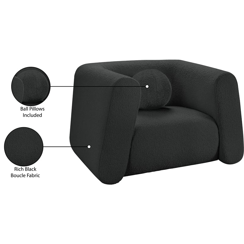 Meridian Furniture Abbington Contemporary Boucle Fabric Chair in Black
