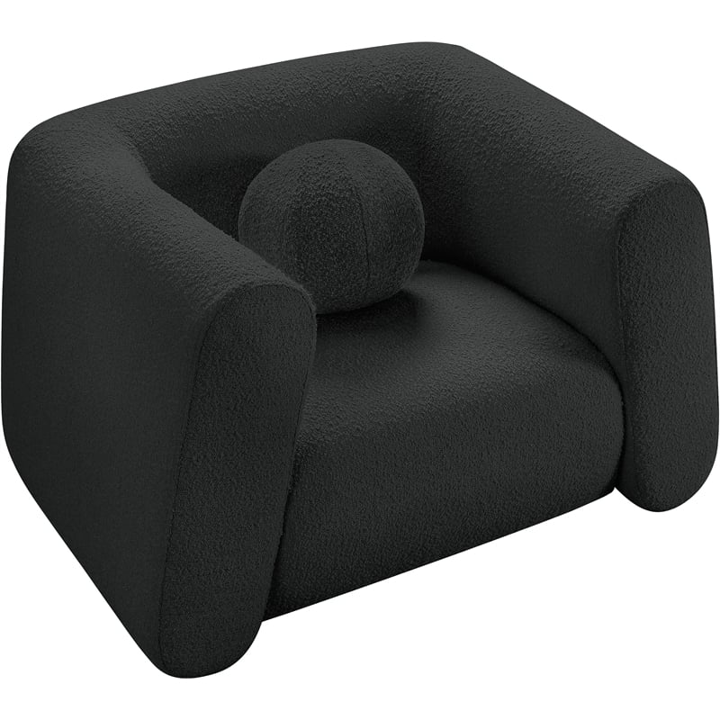 Meridian Furniture Abbington Contemporary Boucle Fabric Chair in Black