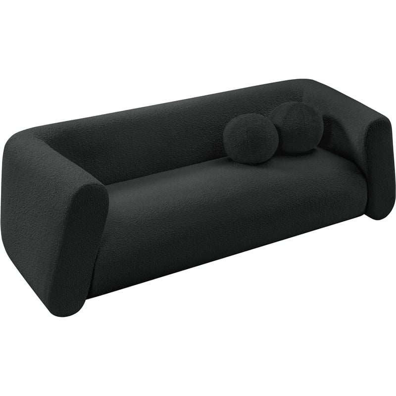 Meridian Furniture Abbington Contemporary Boucle Fabric Sofa in Black