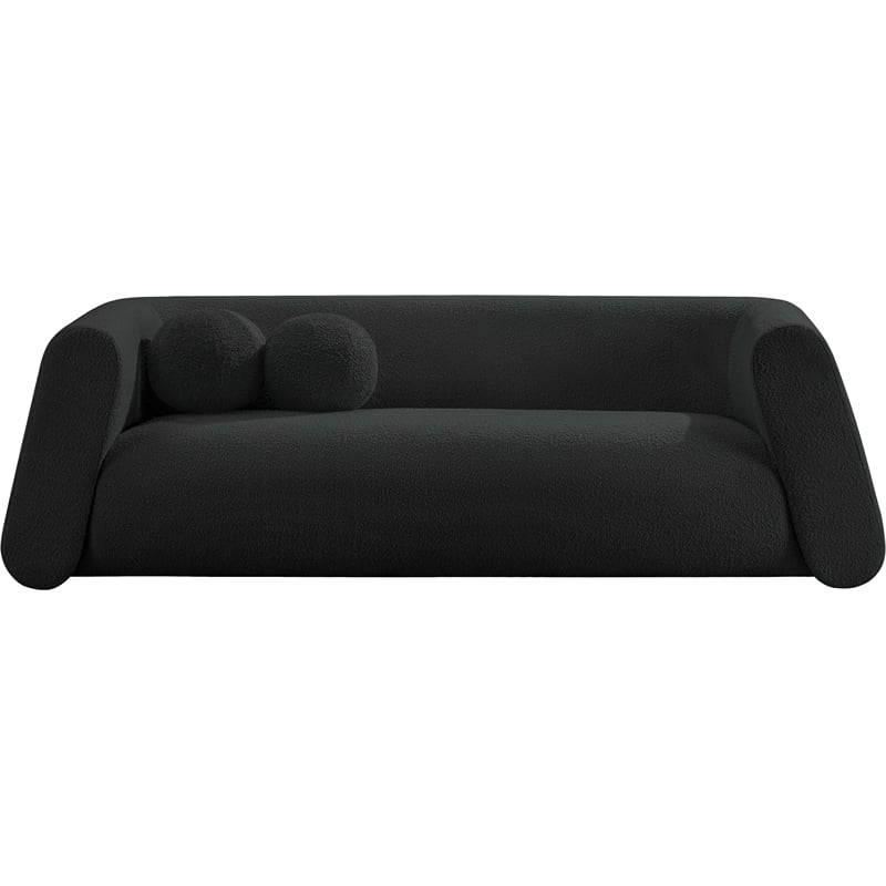 Meridian Furniture Abbington Contemporary Boucle Fabric Sofa in Black