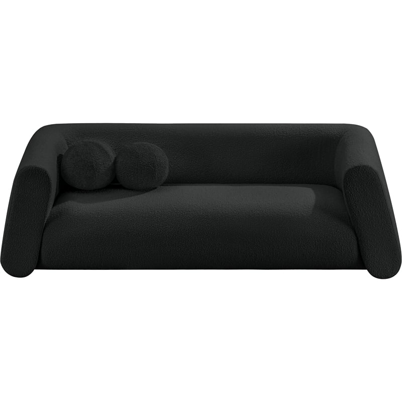 Meridian Furniture Abbington Contemporary Boucle Fabric Sofa in Black