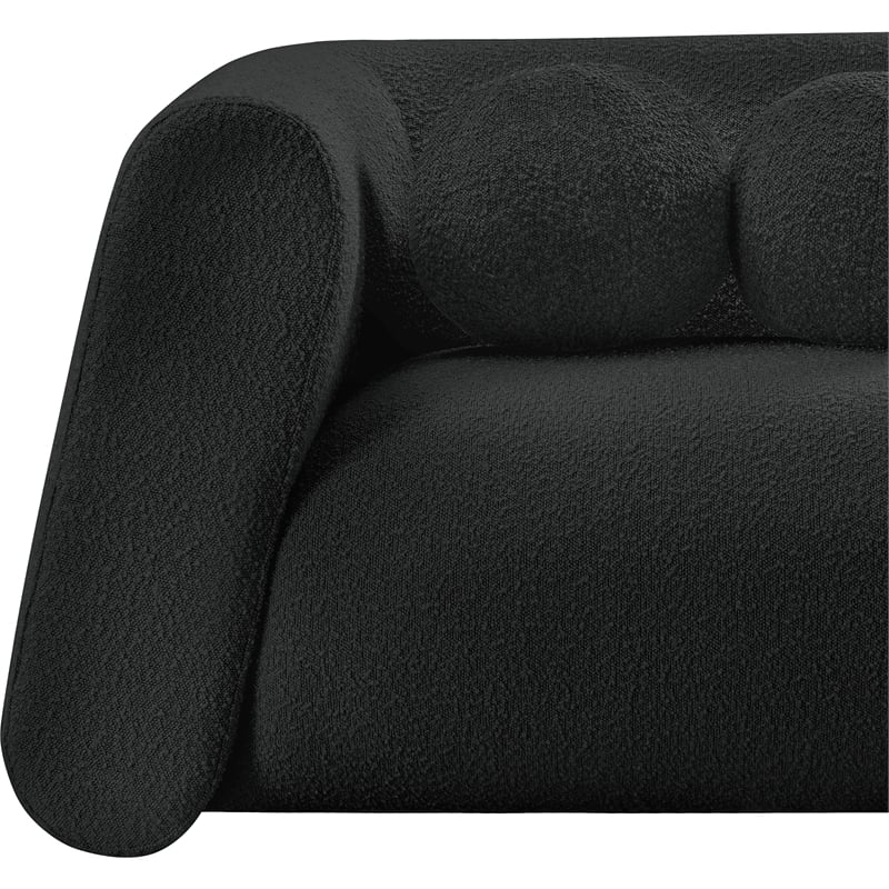 Meridian Furniture Abbington Contemporary Boucle Fabric Sofa in Black
