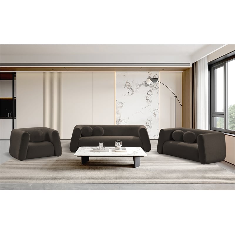 Meridian Furniture Abbington Contemporary Boucle Fabric Chair in Brown