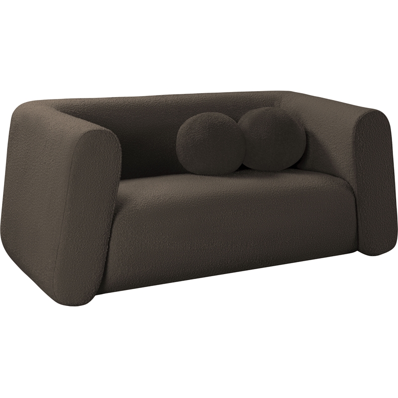 Meridian Furniture Abbington Contemporary Boucle Fabric Loveseat in Brown