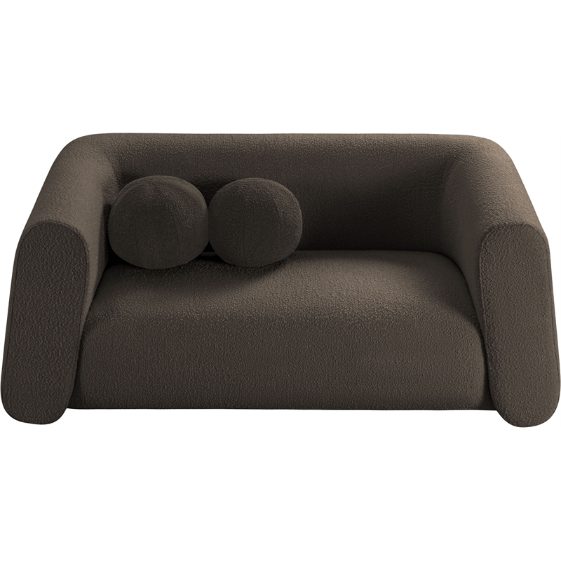 Meridian Furniture Abbington Contemporary Boucle Fabric Loveseat in Brown
